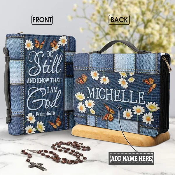 Be Still And Know That I Am God Butterfly Denim Style Psalm 46:10 Bible Cover