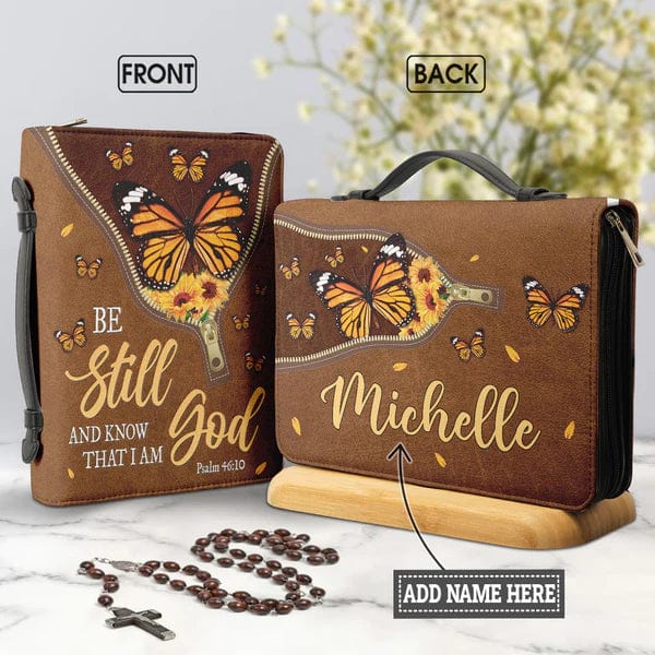 Be Still And Know That I Am God Butterfly Leather Style Psalm 46:10 Bible Cover