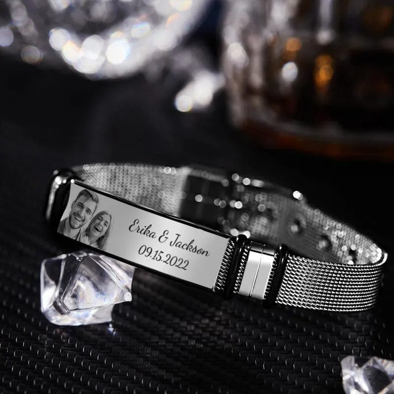 Personalized Text Engraved Stainless Steel Bracelet - Ideal Couples' Gift