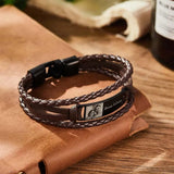 Personalized Engraved Name Leather Charm Bracelet