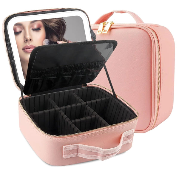 Portable LED Mirror & Cosmetic Travel Case