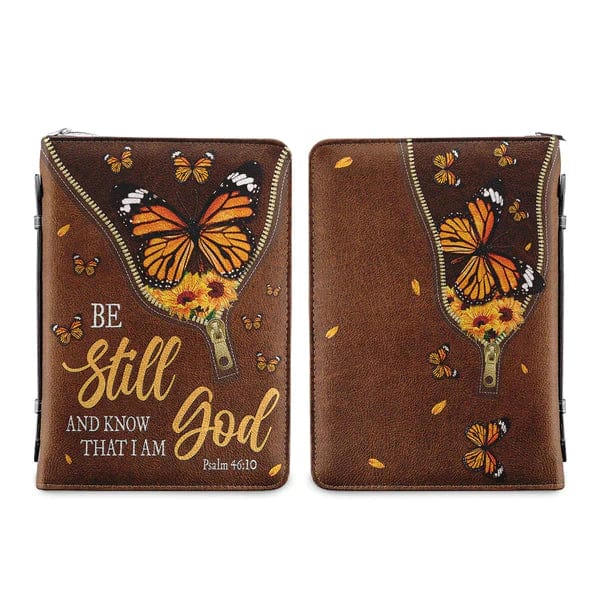 Be Still And Know That I Am God Butterfly Leather Style Psalm 46:10 Bible Cover